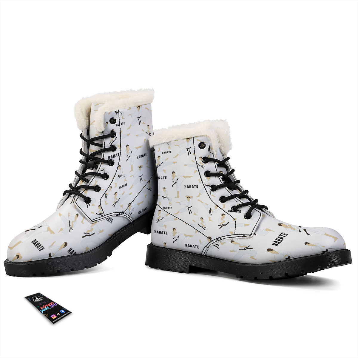 Fighter Karate Print Pattern Winter Boots-grizzshop