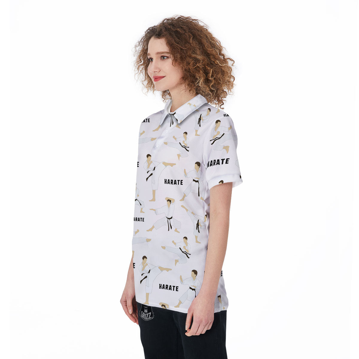 Fighter Karate Print Pattern Women's Golf Shirts-grizzshop