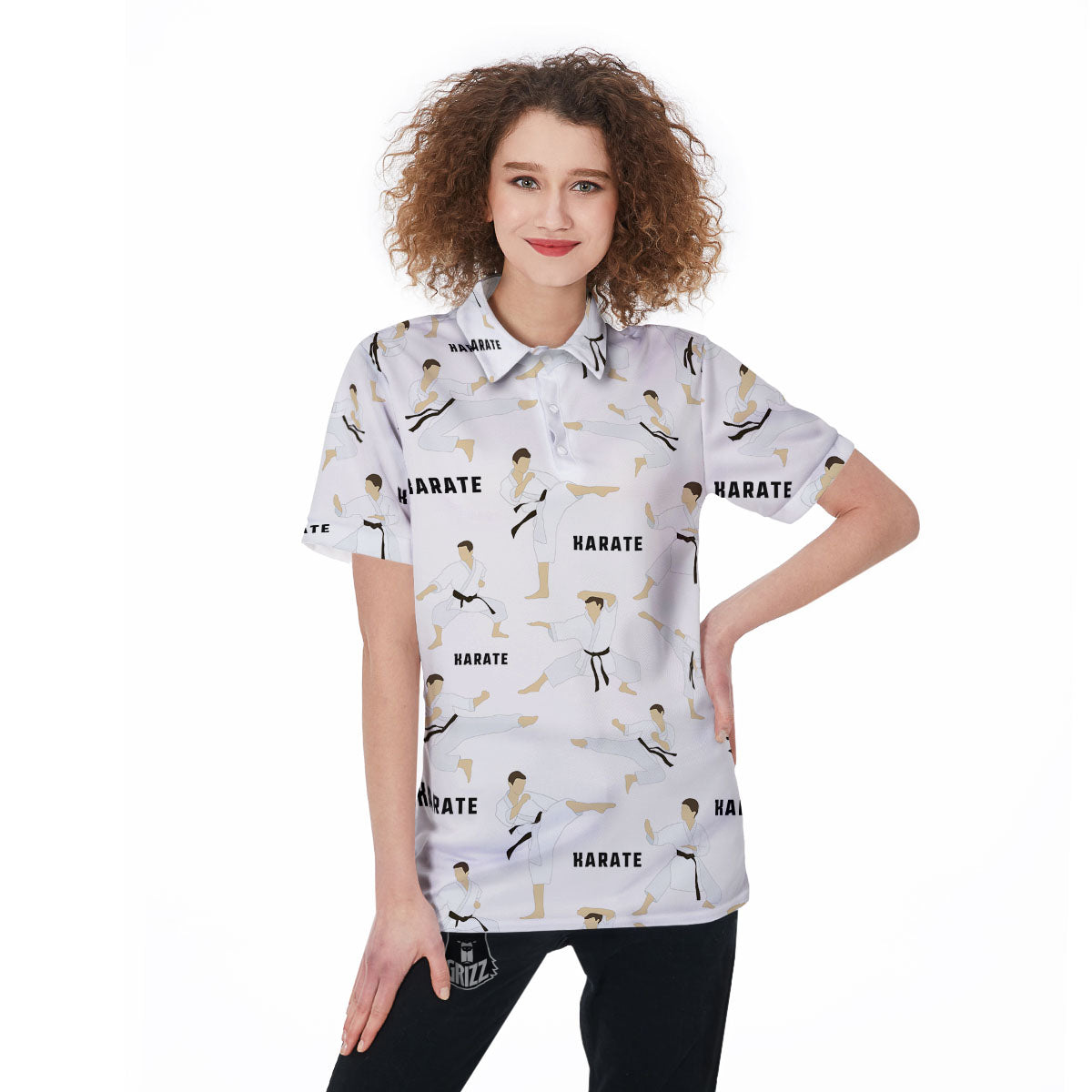 Fighter Karate Print Pattern Women's Golf Shirts-grizzshop