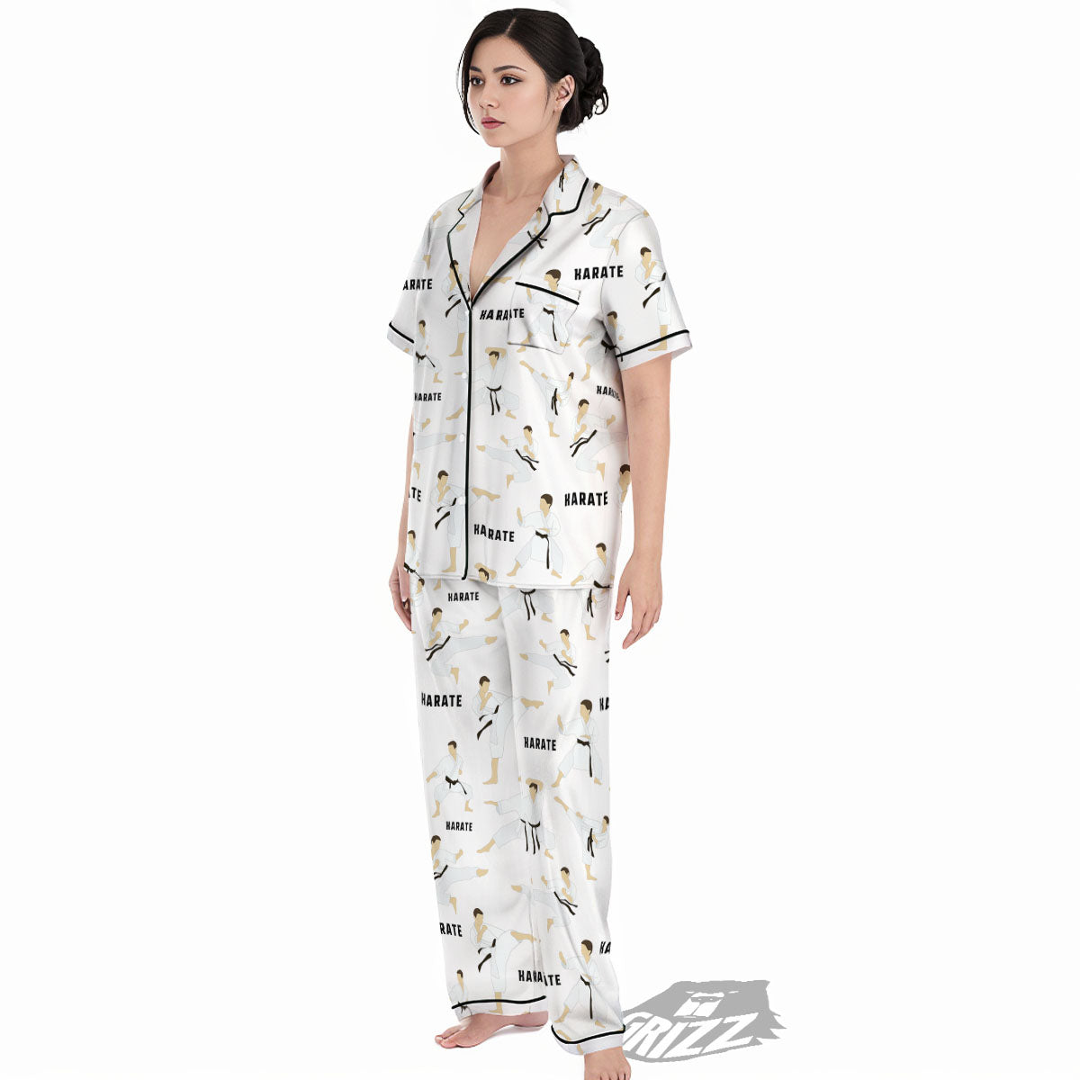 Fighter Karate Print Pattern Women's Pajamas Set-grizzshop