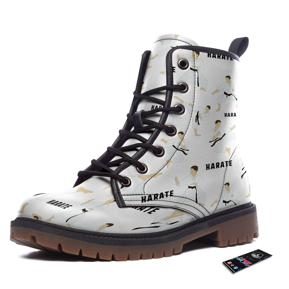 Fighter Karate Print Pattern Work Boots-grizzshop