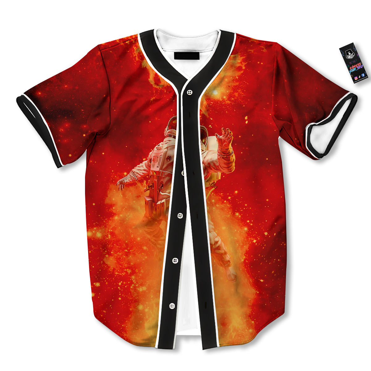 Fire Astronaut Print Baseball Jersey-grizzshop