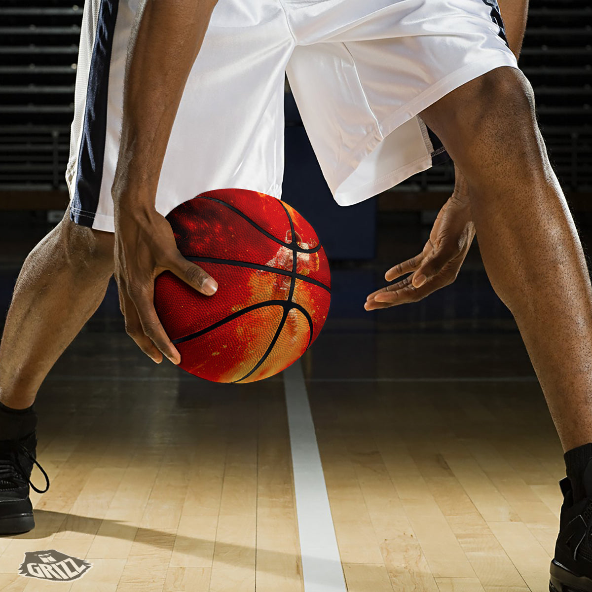 Fire Astronaut Print Basketball-grizzshop