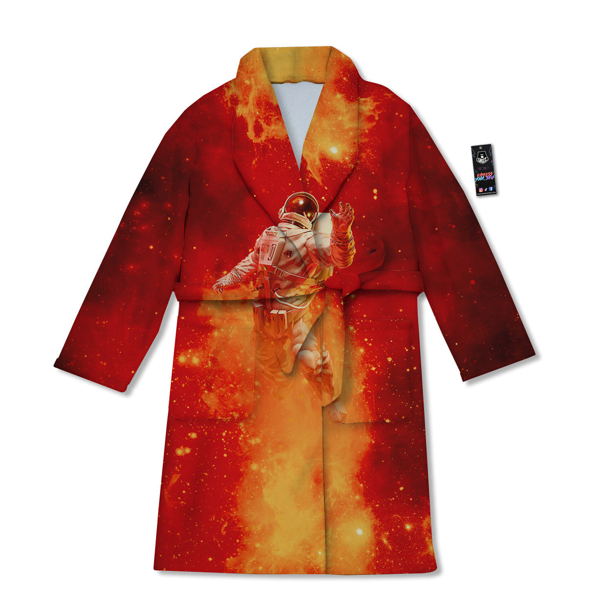 Fire Astronaut Print Bathrobe-grizzshop