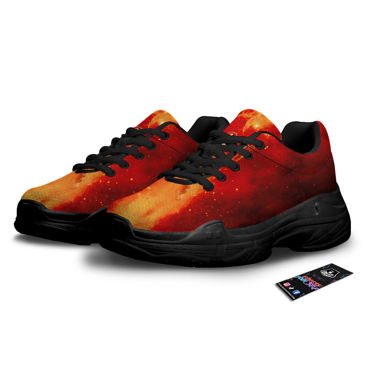 Fire Astronaut Print Black Chunky Shoes-grizzshop