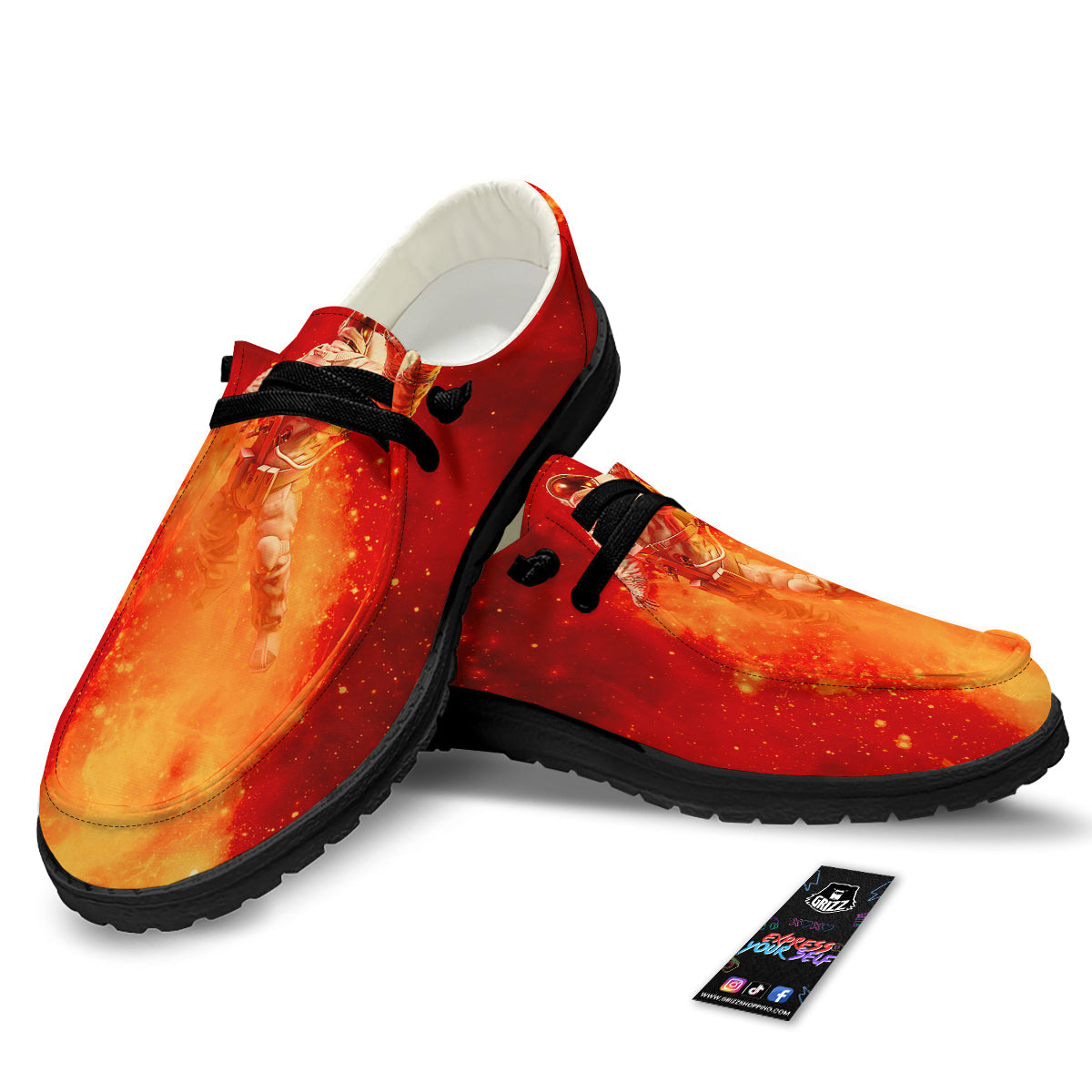 Fire Astronaut Print Black Loafers-grizzshop