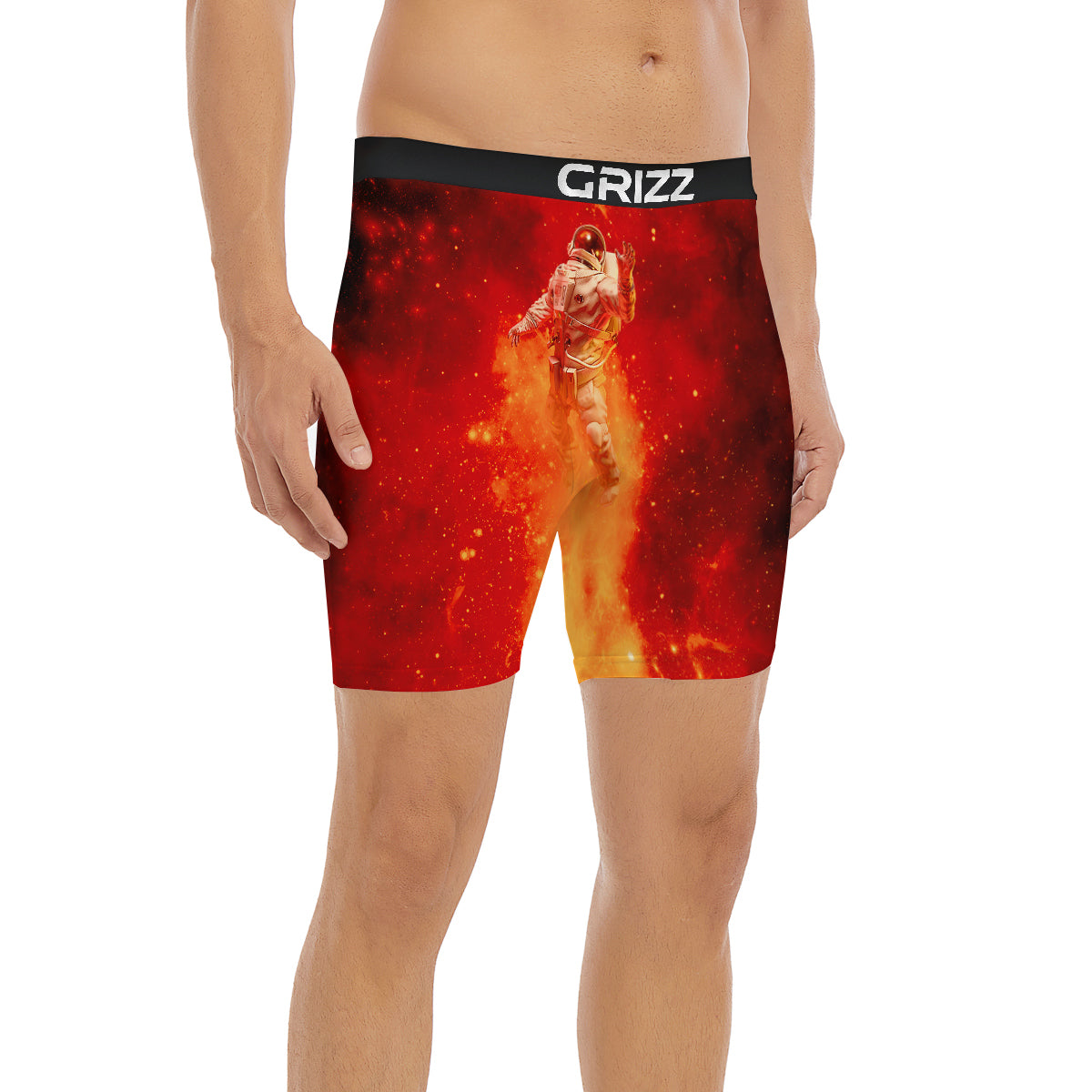 Fire Astronaut Print Boxer Briefs-grizzshop