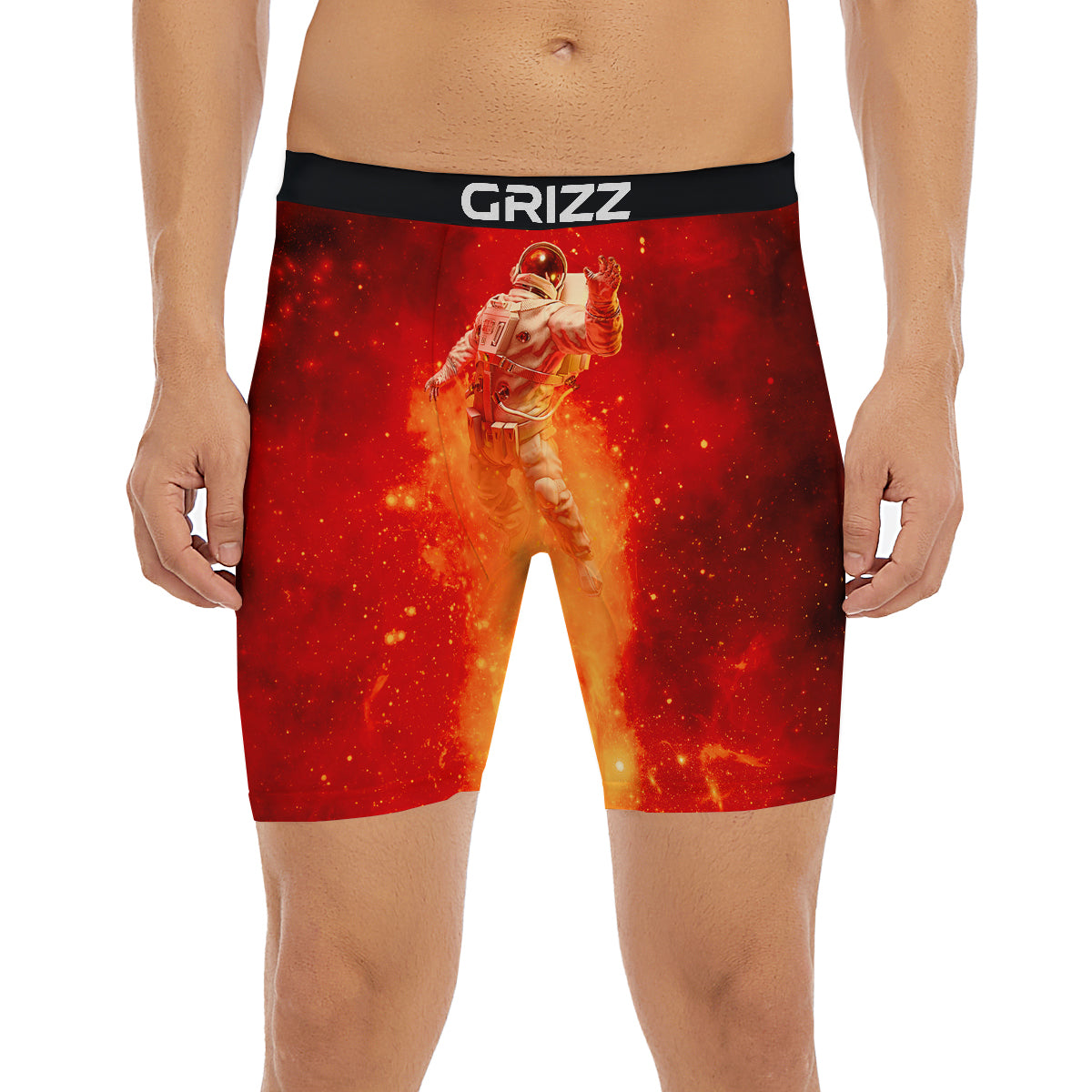 Fire Astronaut Print Boxer Briefs-grizzshop