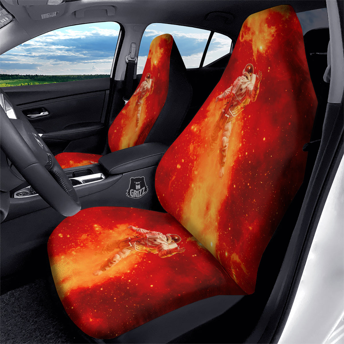 Fire Astronaut Print Car Seat Covers-grizzshop