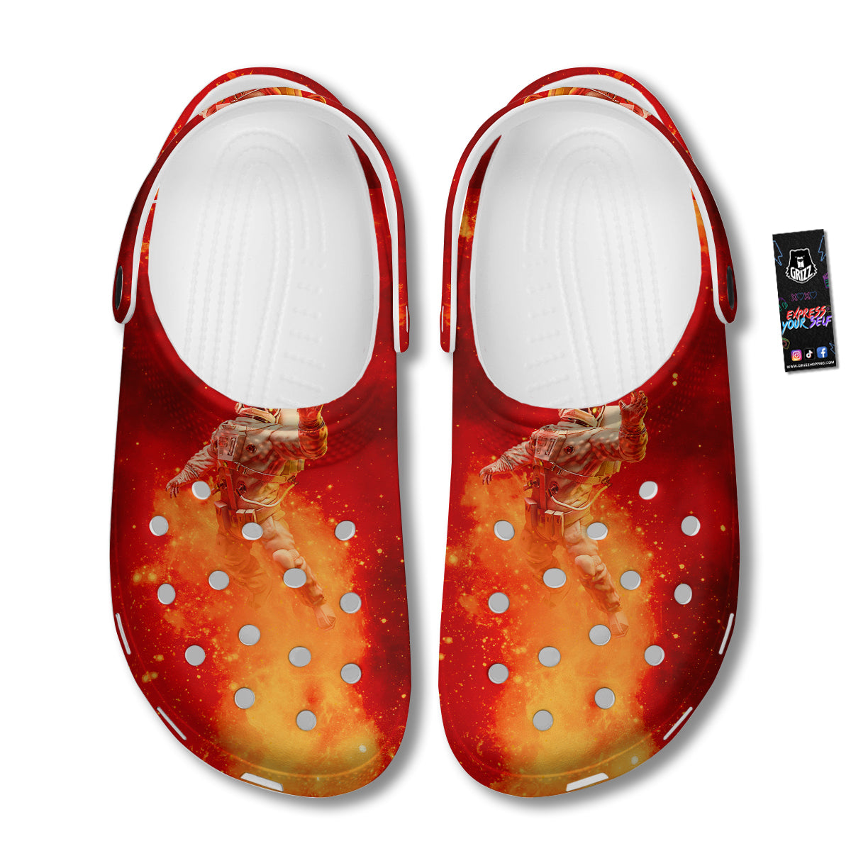 Fire Astronaut Print Clog-grizzshop