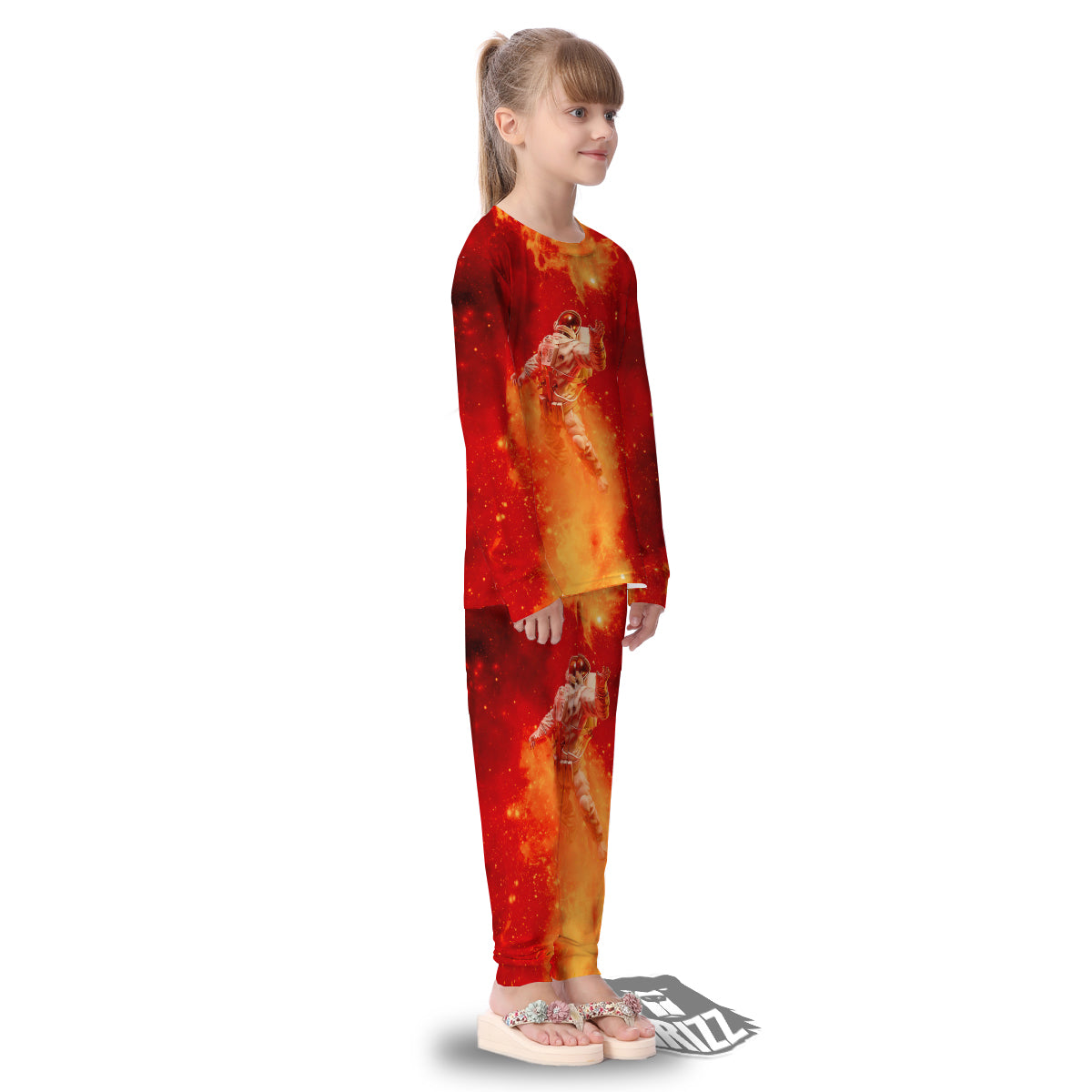 Fire Astronaut Print Kid's Pajamas-grizzshop