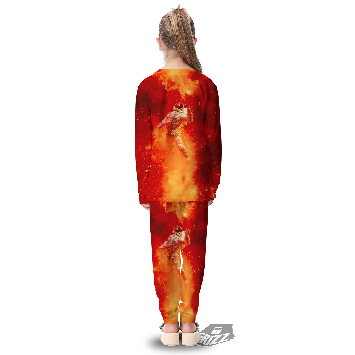 Fire Astronaut Print Kid's Pajamas-grizzshop