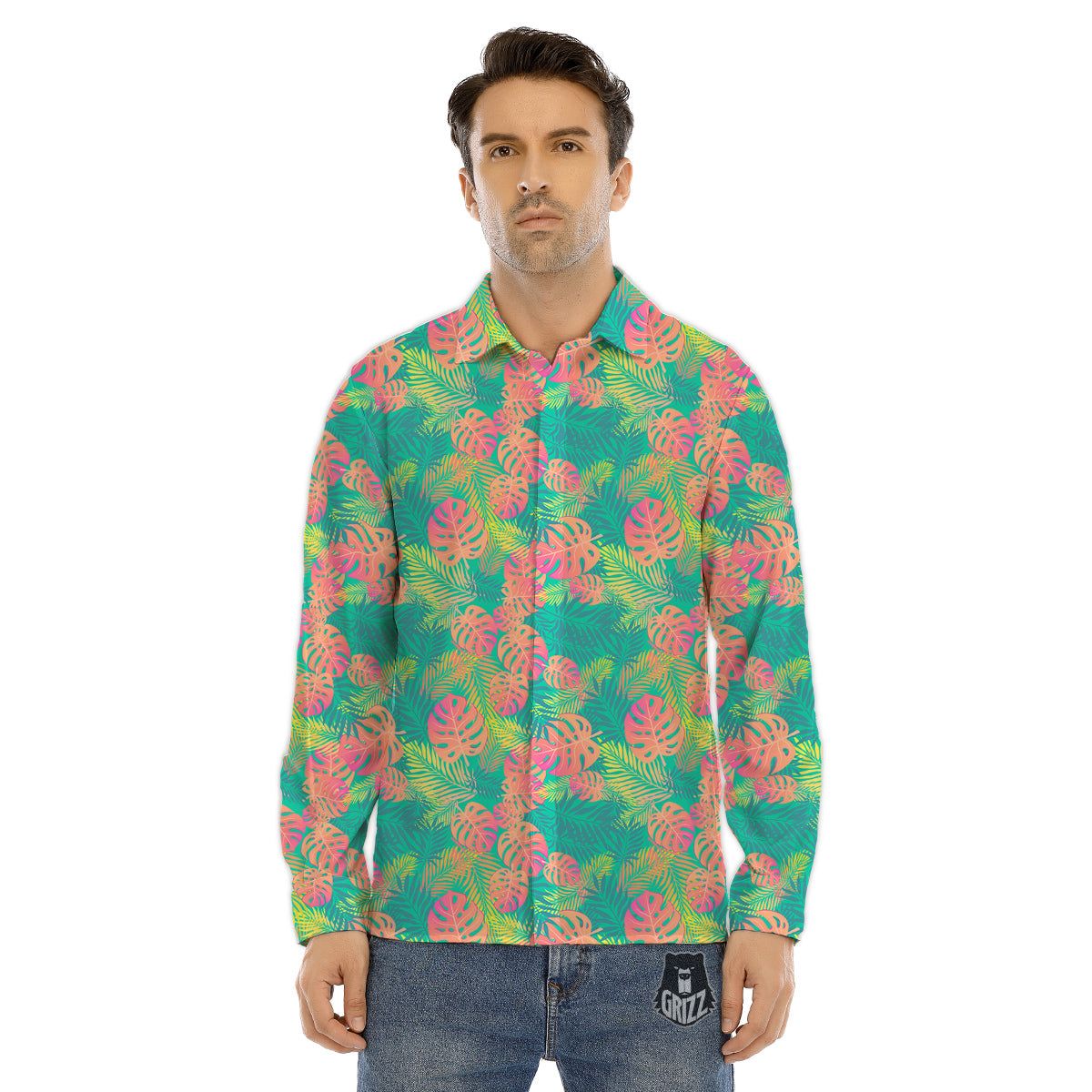 Fire Astronaut Print Men's Dress Shirts-grizzshop
