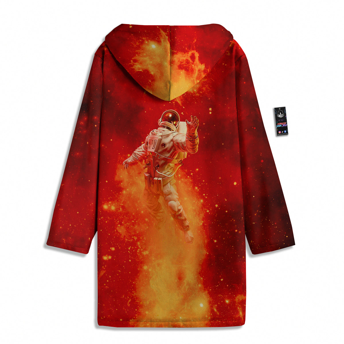 Fire Astronaut Print Men's Windbreaker Jacket-grizzshop