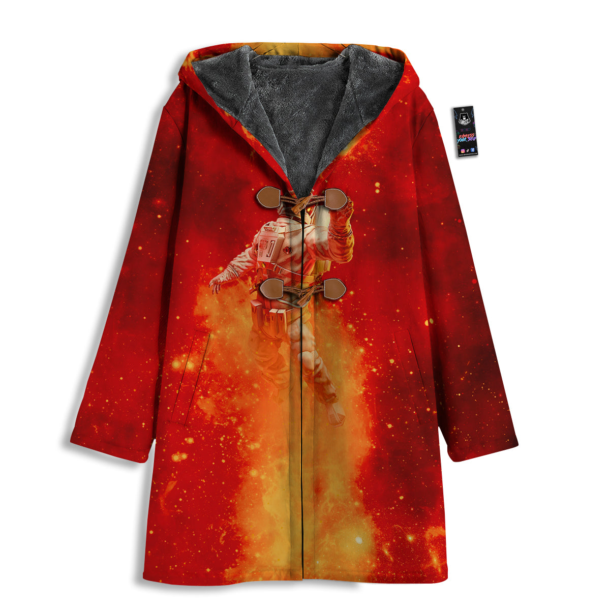 Fire Astronaut Print Men's Windbreaker Jacket-grizzshop