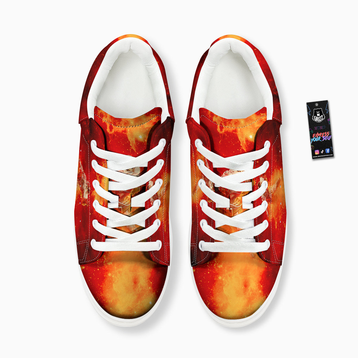 Fire Astronaut Print Platform Shoes-grizzshop