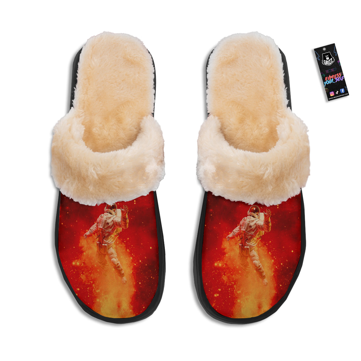 Fire Astronaut Print Slippers-grizzshop