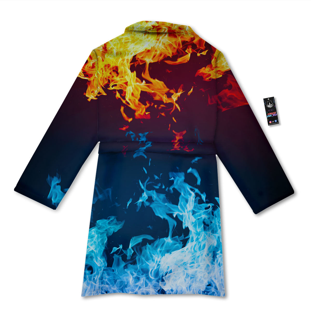 Fire Blue And Red Print Bathrobe-grizzshop