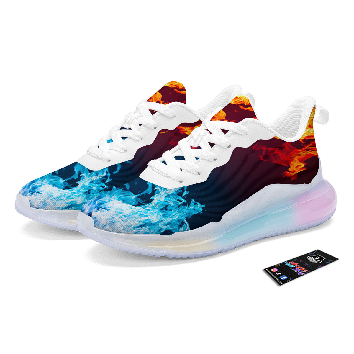 Fire Blue And Red Print Running Sneakers-grizzshop