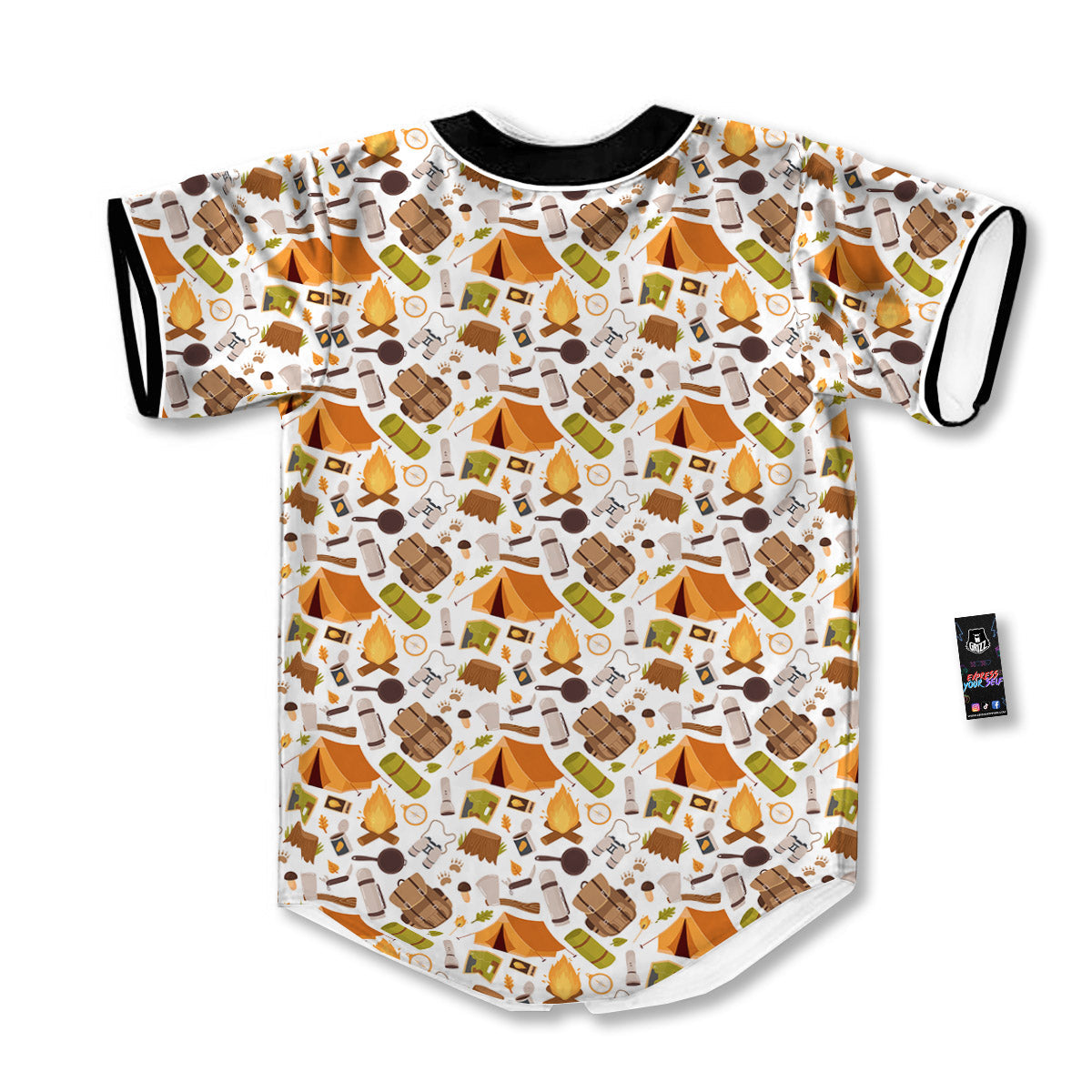 Fire Camping Print Pattern Baseball Jersey-grizzshop