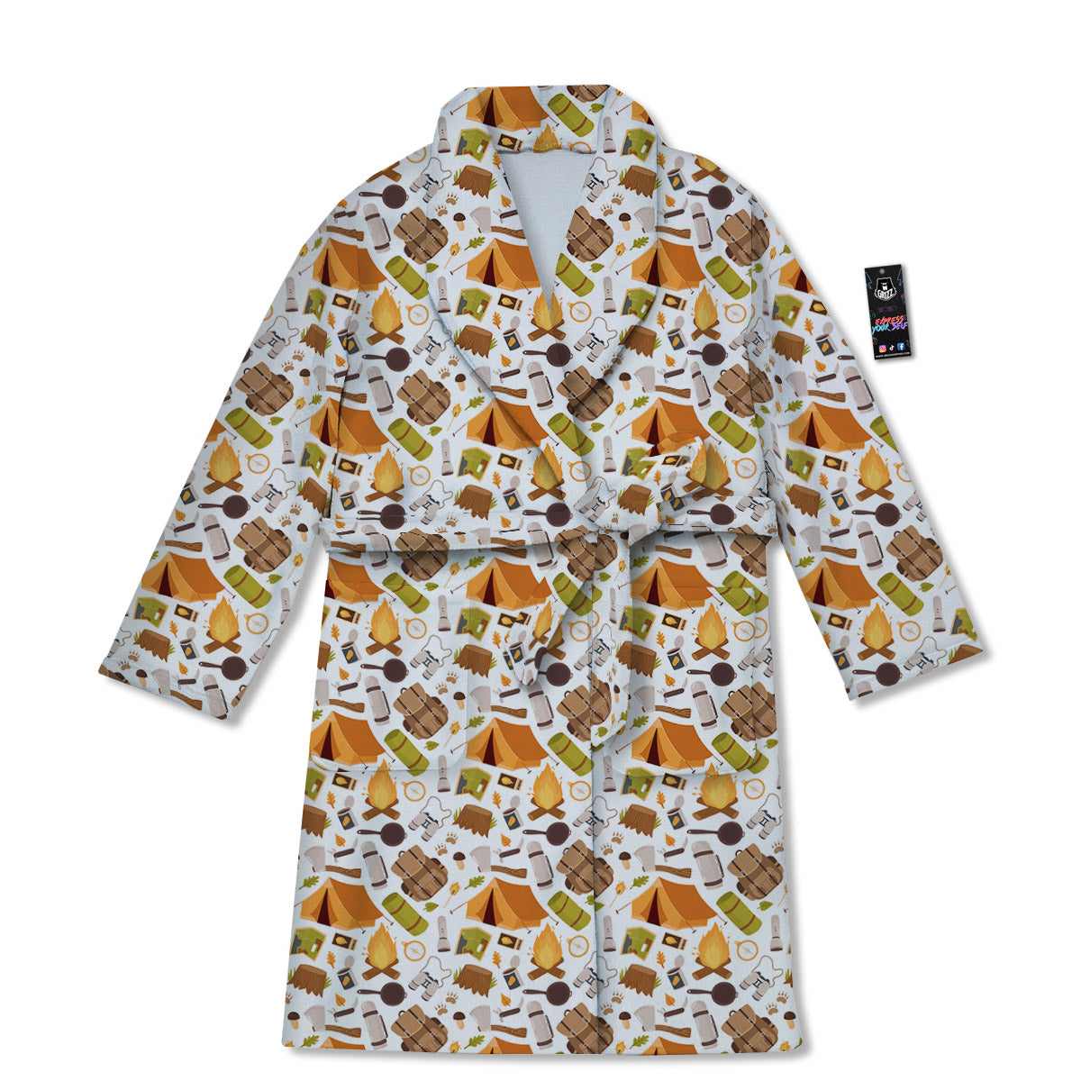 Fire Camping Print Pattern Bathrobe-grizzshop