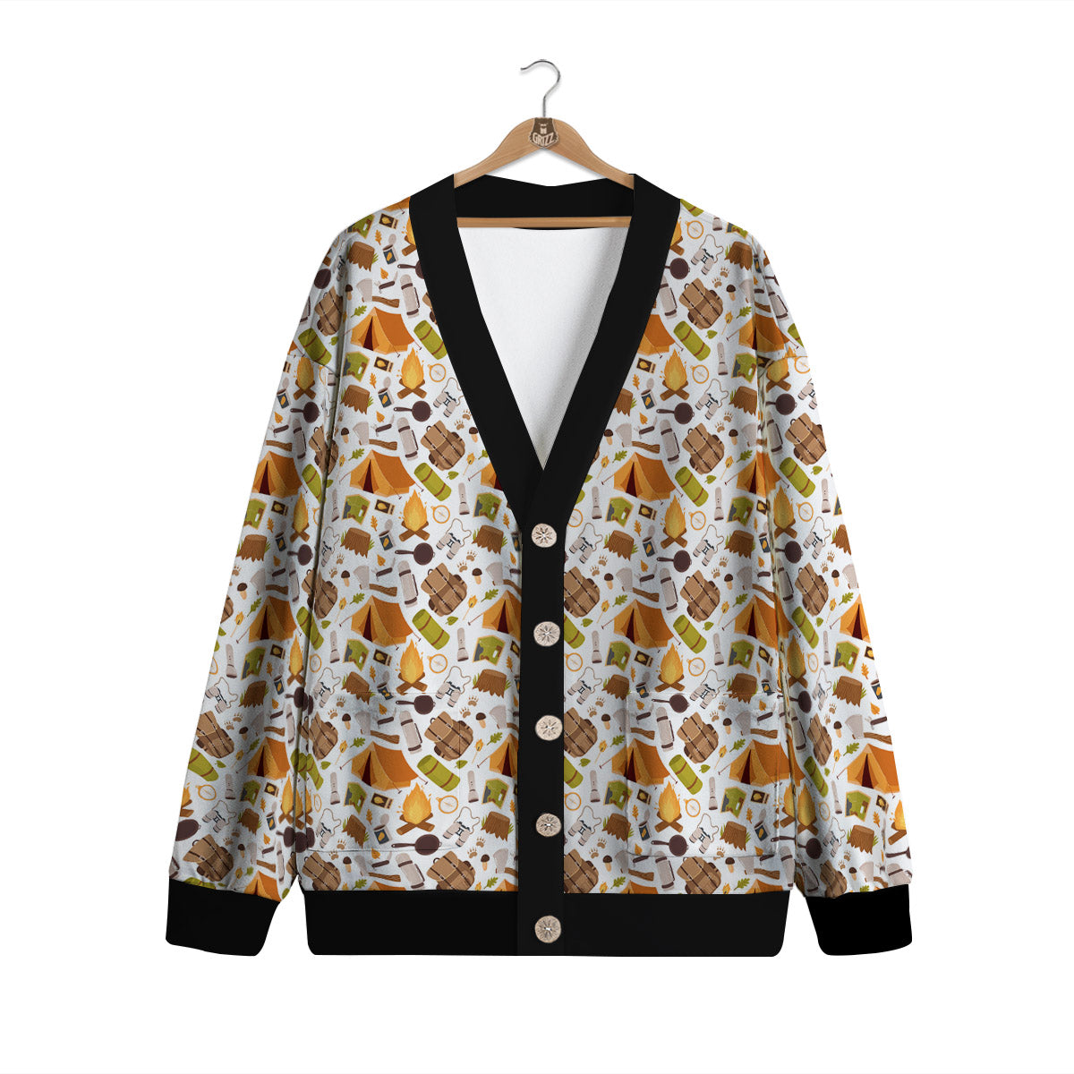 Fire Camping Print Pattern Cardigan-grizzshop