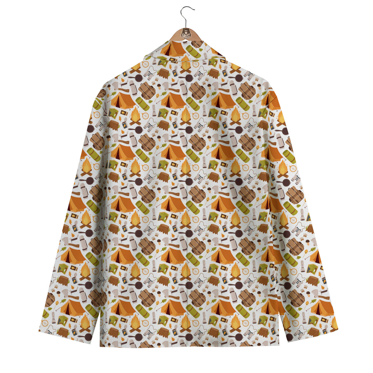 Fire Camping Print Pattern Men's Blazer-grizzshop