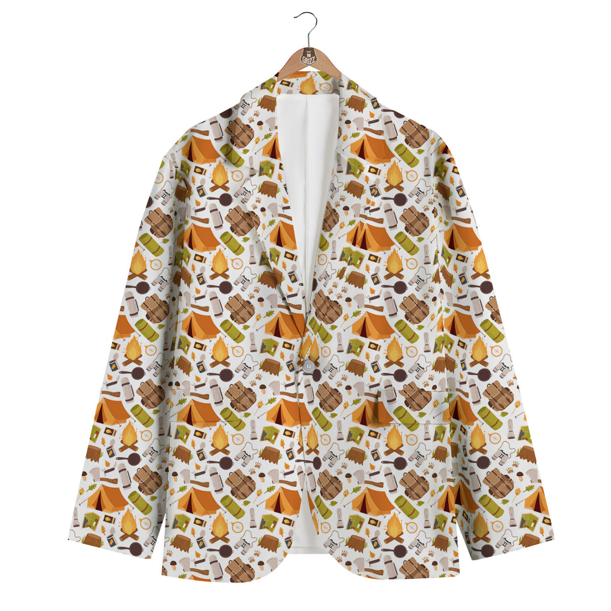 Fire Camping Print Pattern Men's Blazer-grizzshop
