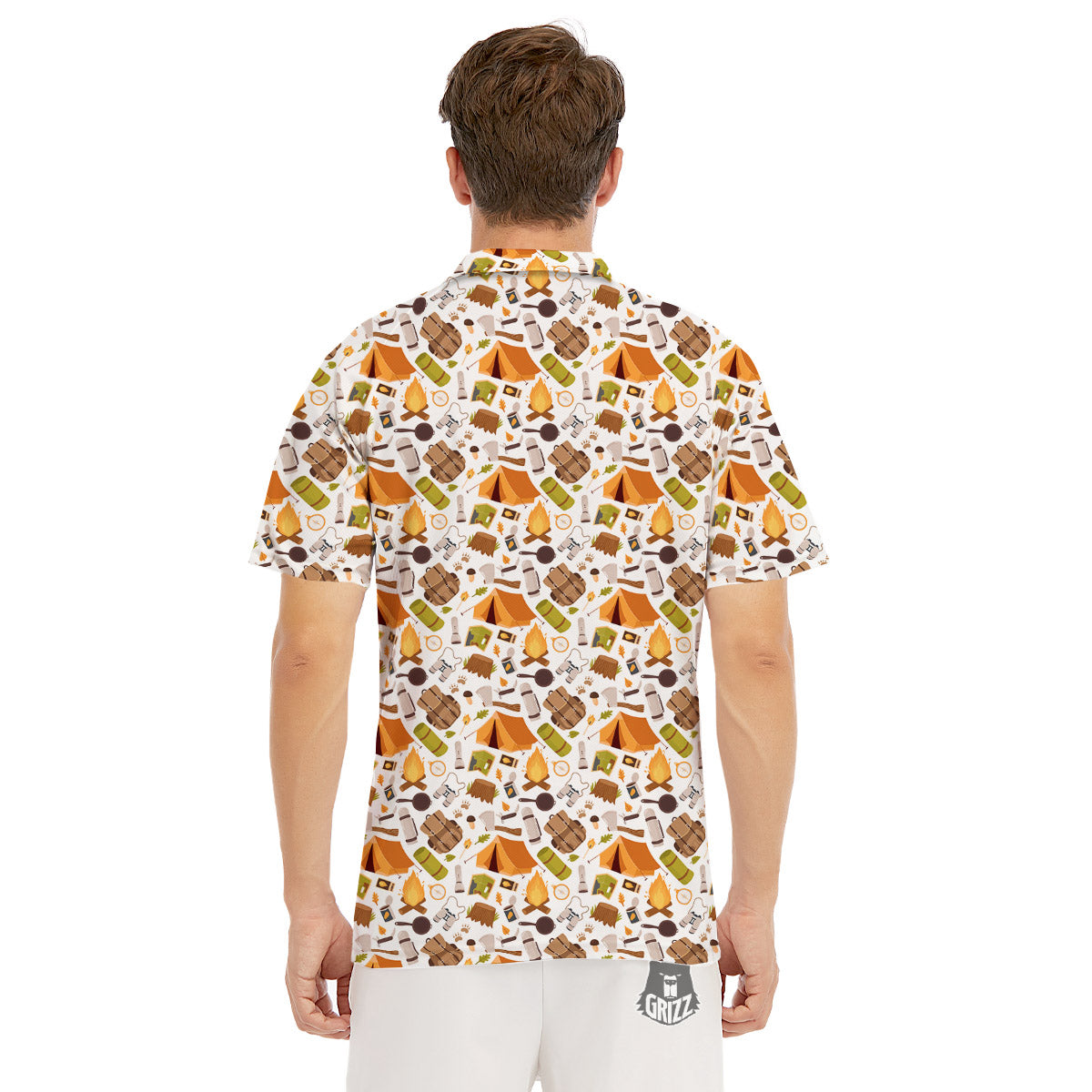 Fire Camping Print Pattern Men's Golf Shirts-grizzshop