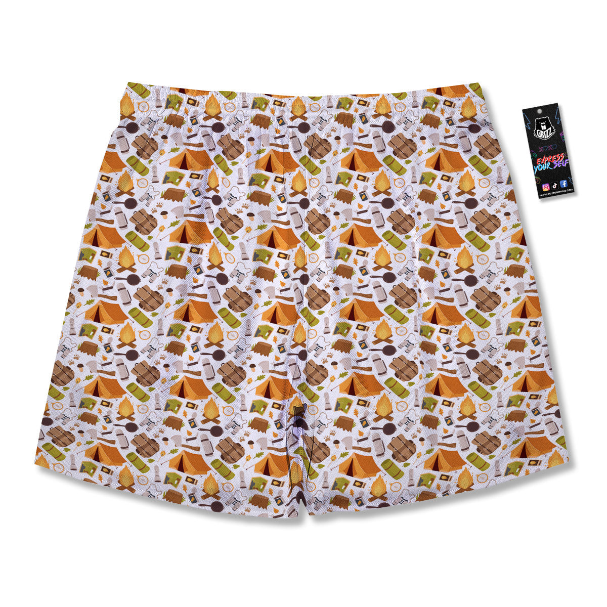 Fire Camping Print Pattern Men's Running Shorts-grizzshop