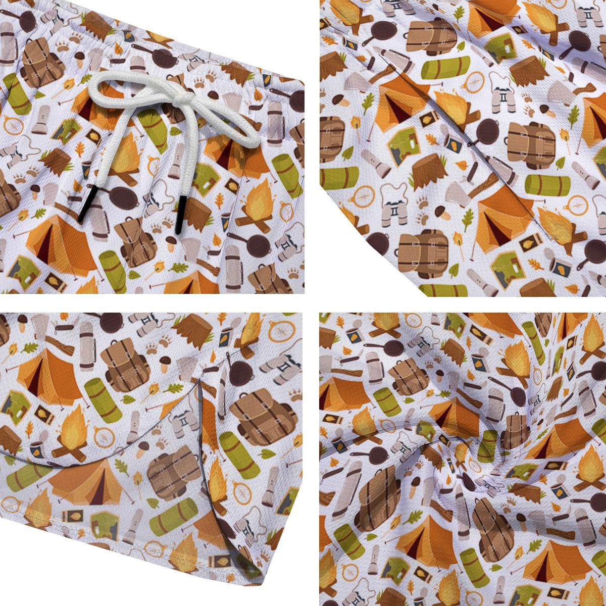 Fire Camping Print Pattern Men's Running Shorts-grizzshop