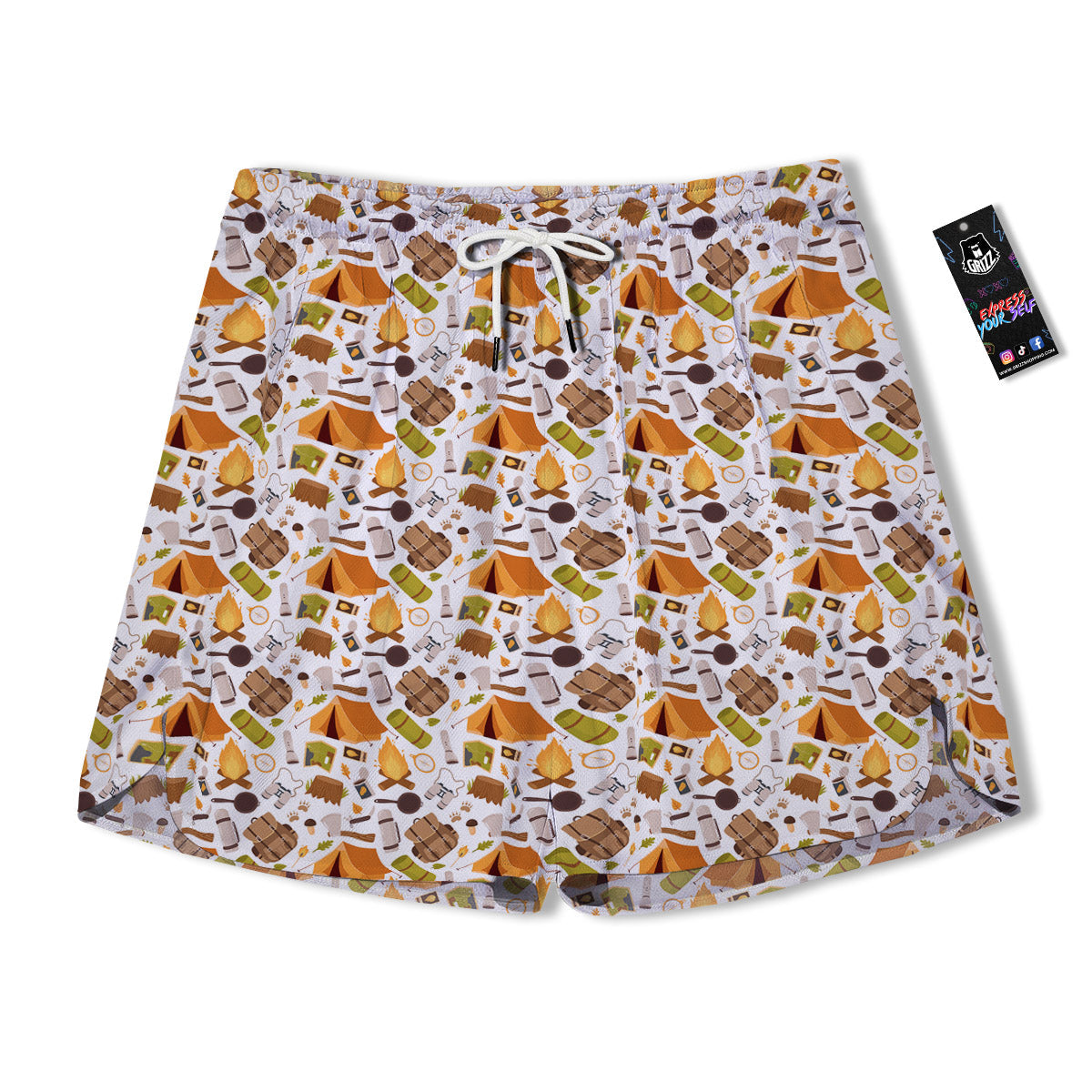 Fire Camping Print Pattern Men's Running Shorts-grizzshop