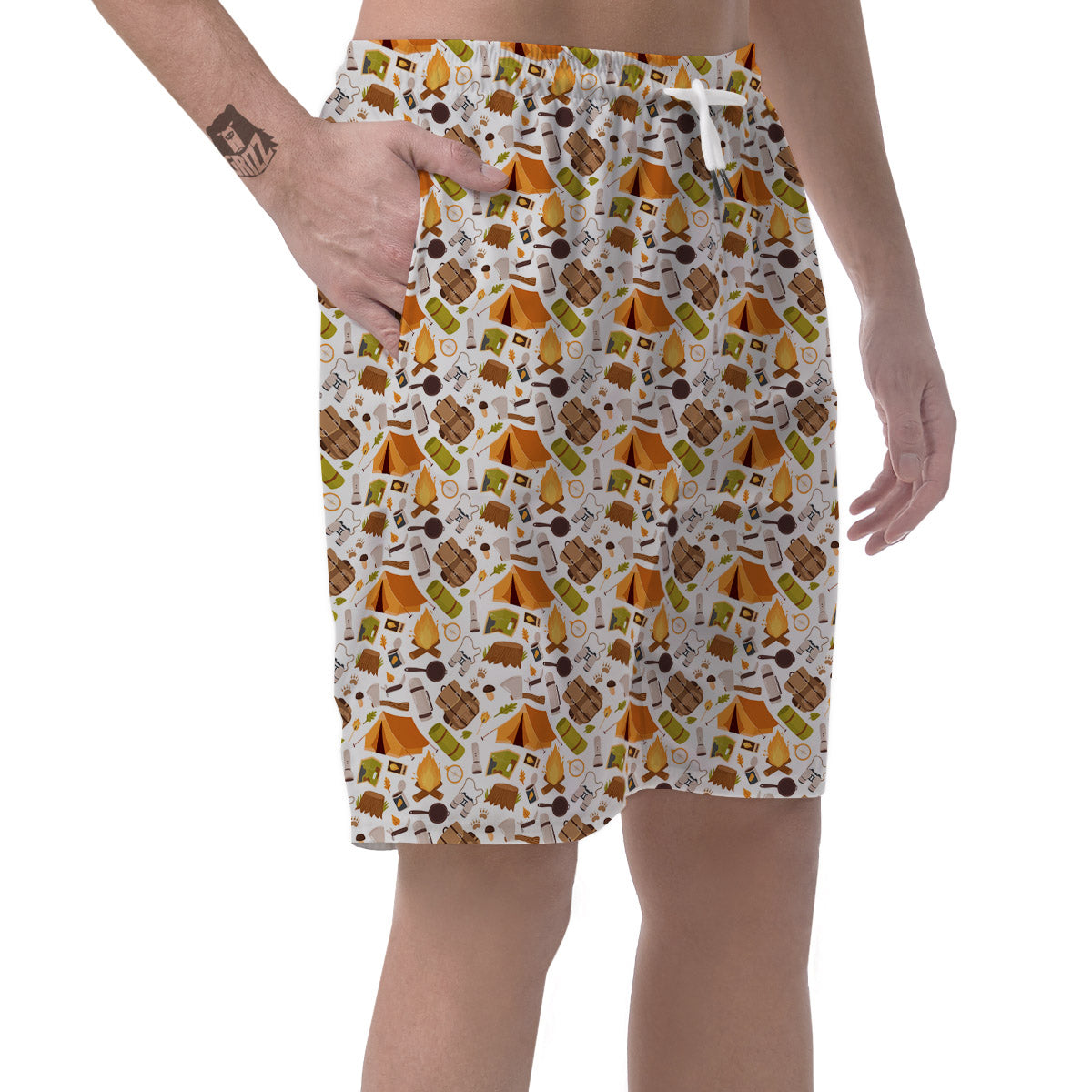 Fire Camping Print Pattern Men's Shorts-grizzshop