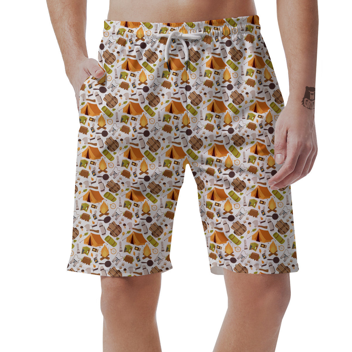 Fire Camping Print Pattern Men's Shorts-grizzshop