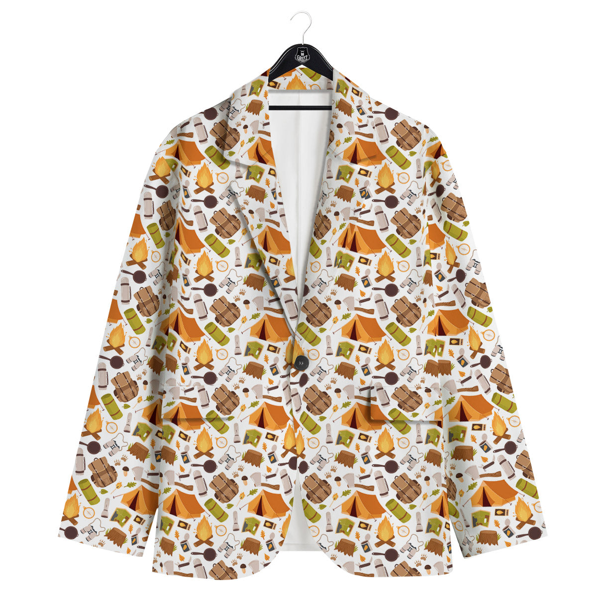 Fire Camping Print Pattern Men's Sport Coat-grizzshop