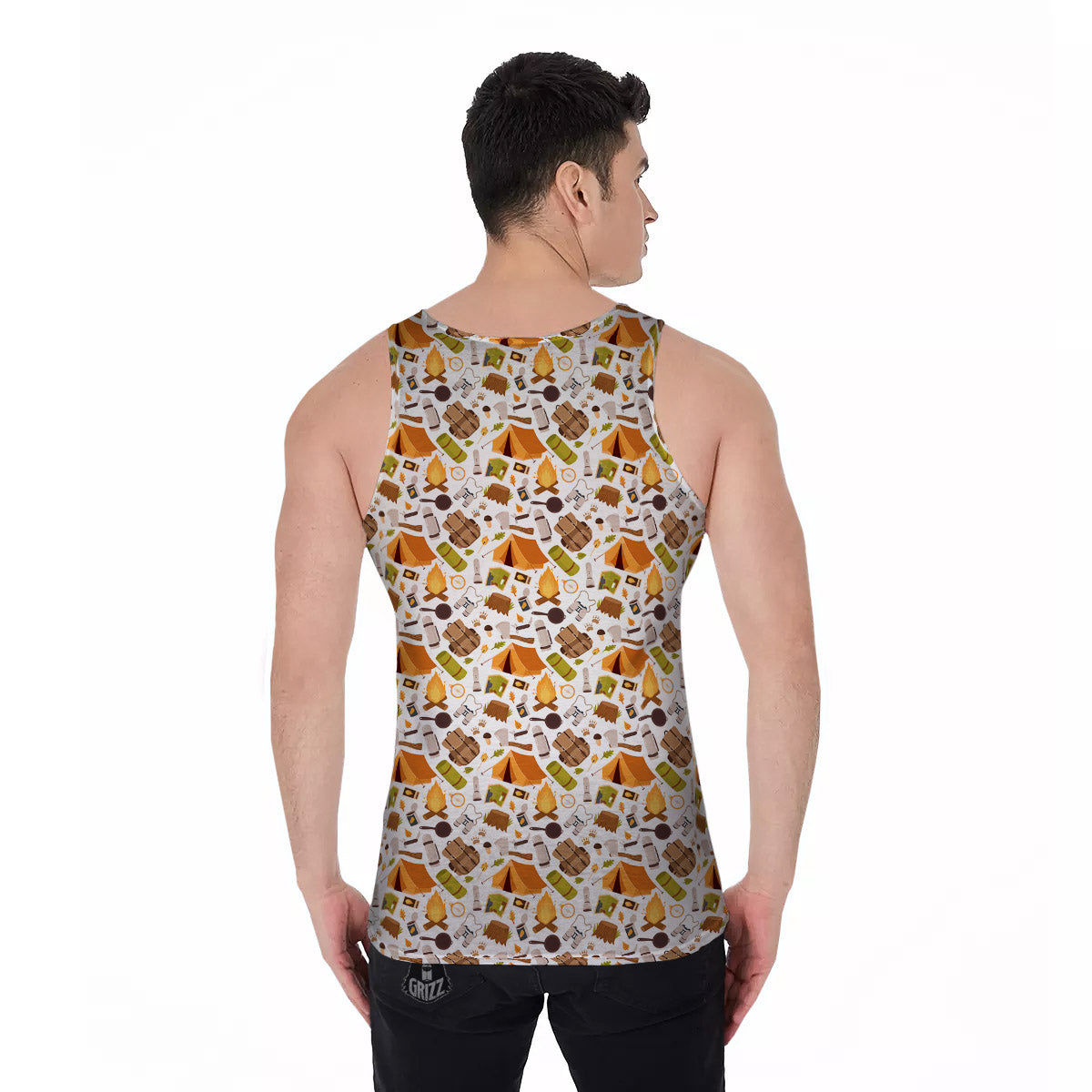 Fire Camping Print Pattern Men's Tank Top-grizzshop