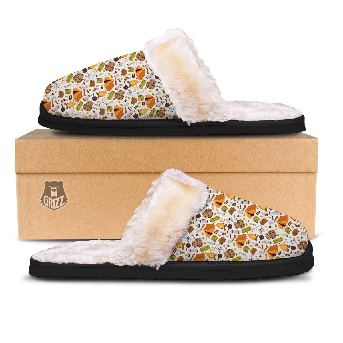 Fire Camping Print Pattern Slippers-grizzshop