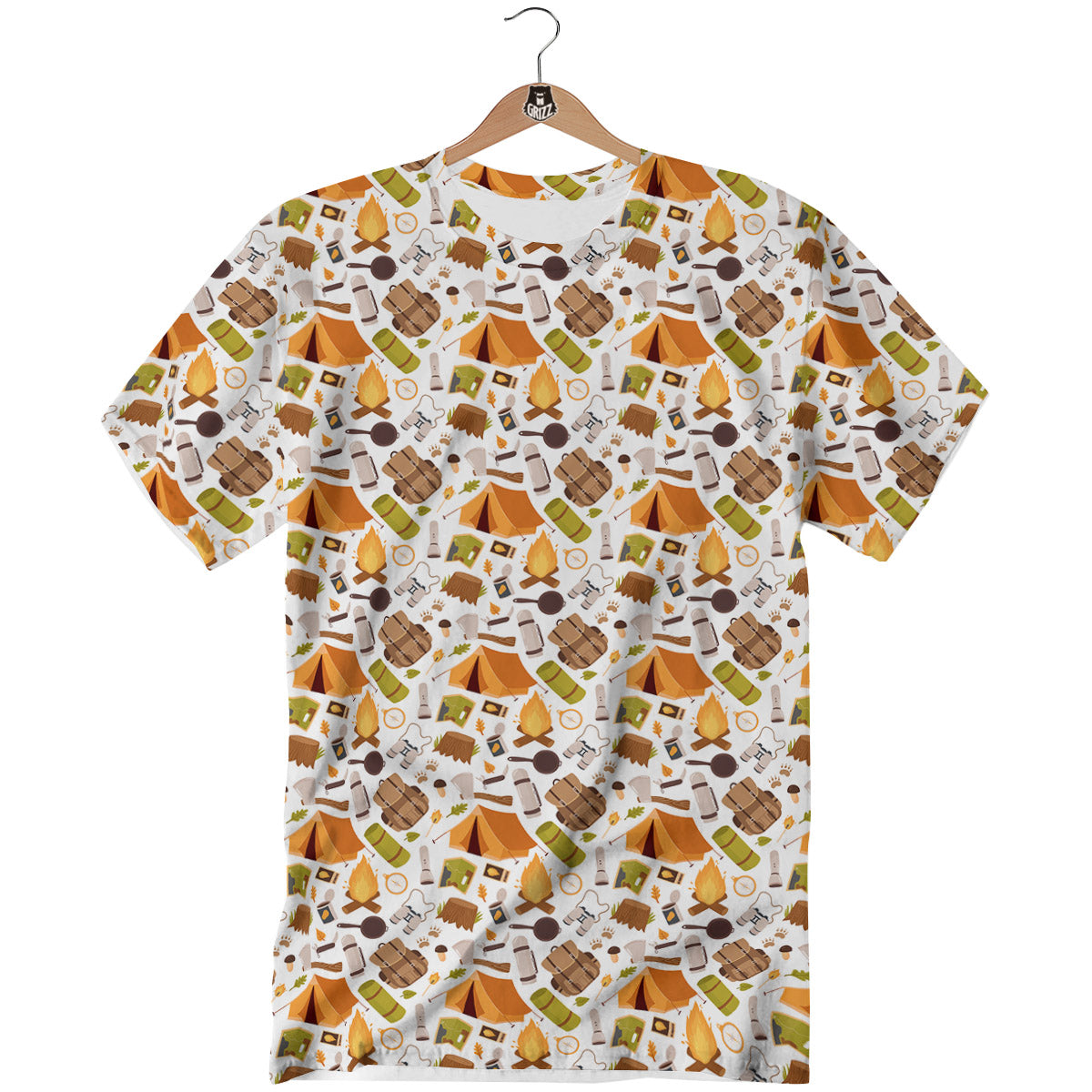 Fire Camping Print Pattern T-Shirt-grizzshop