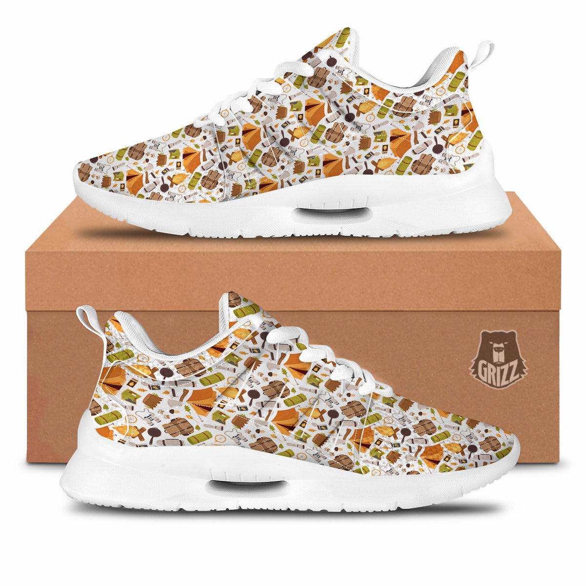 Fire Camping Print Pattern Tennis Shoes-grizzshop