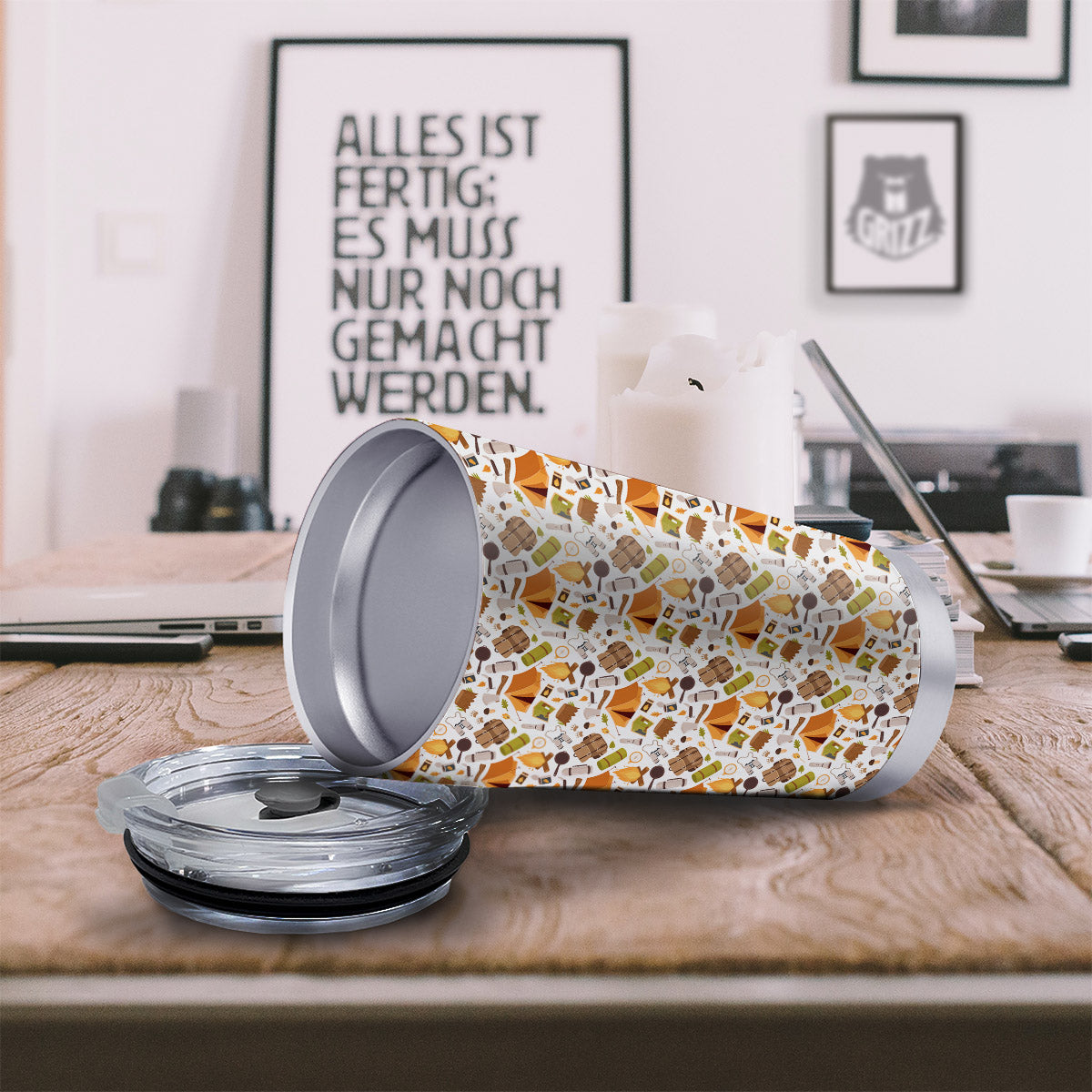 Fire Camping Print Pattern Tumbler-grizzshop
