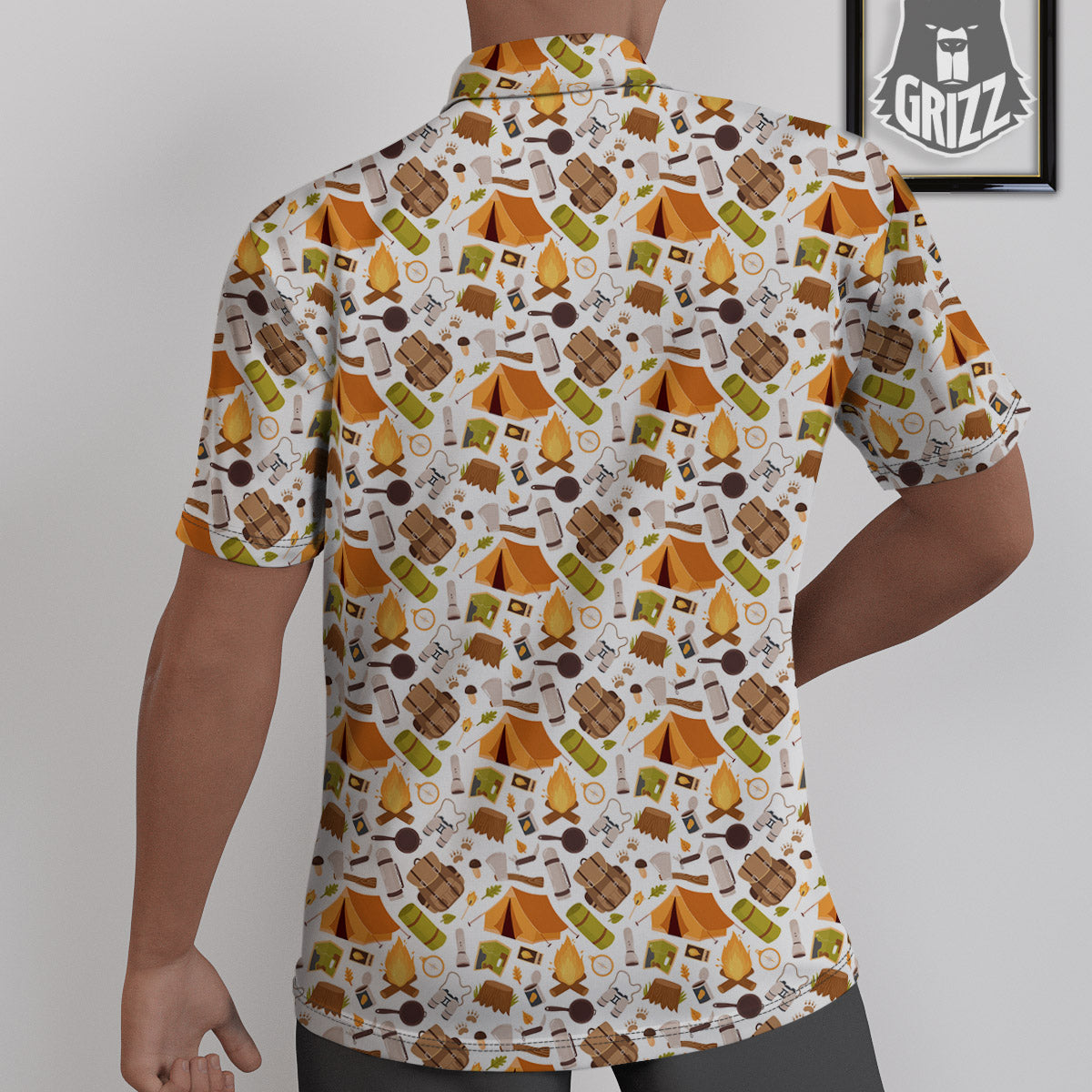 Fire Camping Print Pattern Untucked Shirts-grizzshop