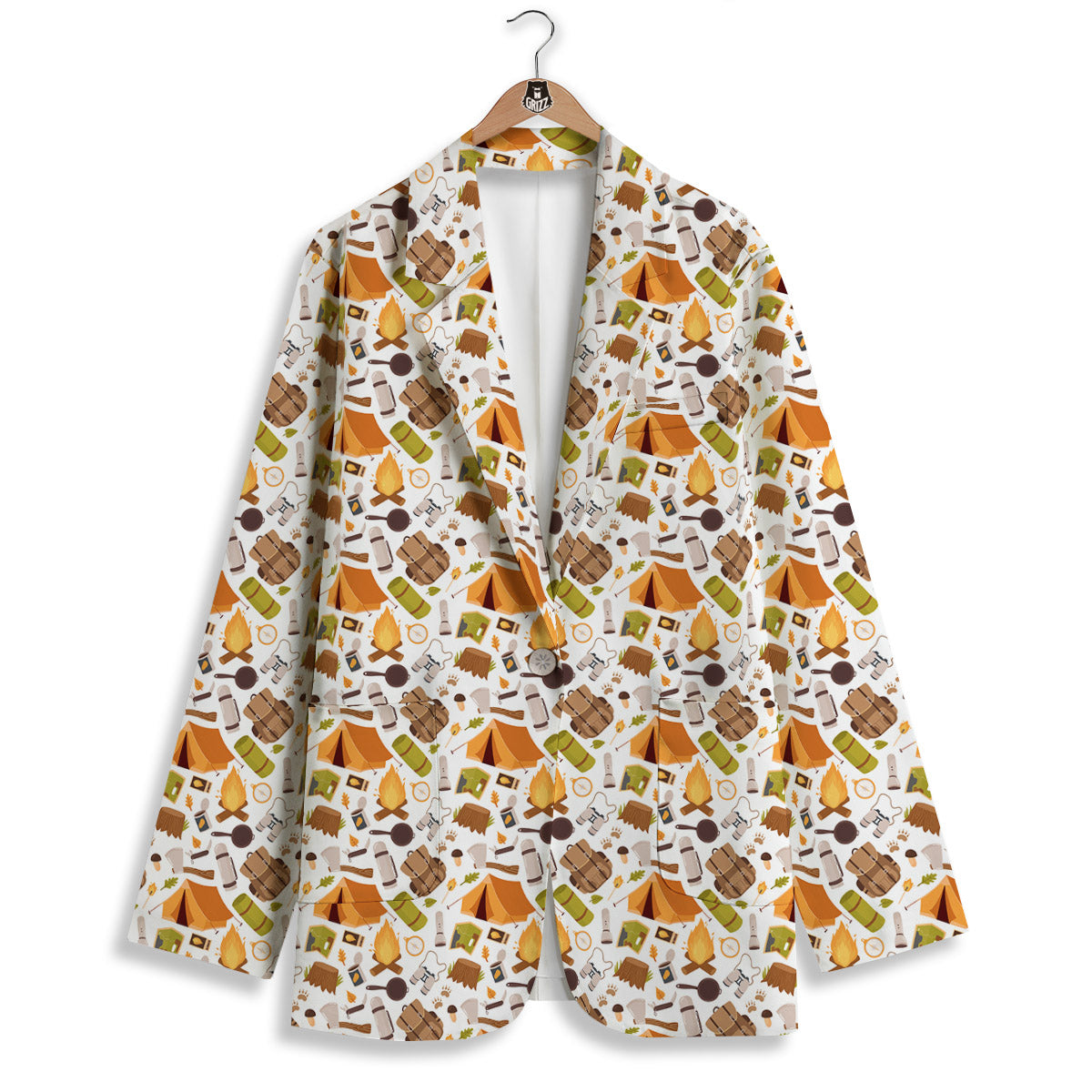 Fire Camping Print Pattern Women's Blazer-grizzshop