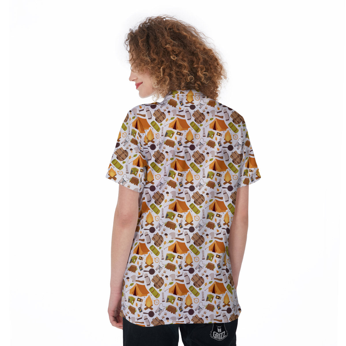 Fire Camping Print Pattern Women's Golf Shirts-grizzshop