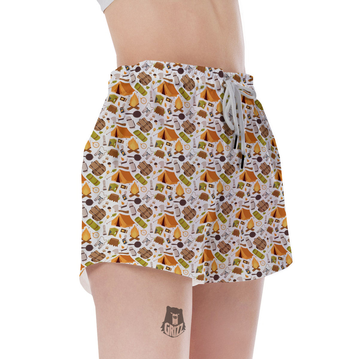 Fire Camping Print Pattern Women's Shorts-grizzshop
