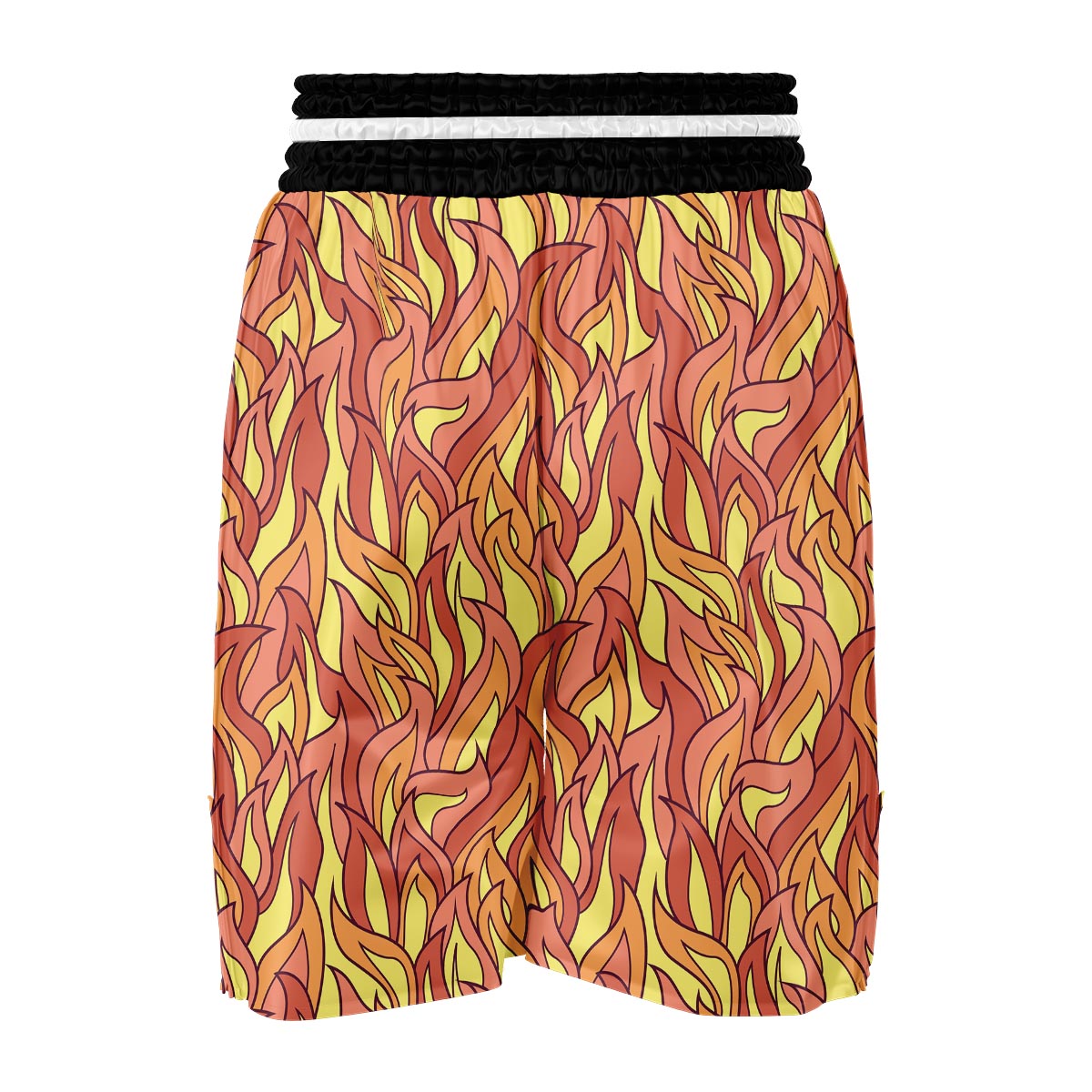 Fire Flame Pattern Print Boxing Shorts-grizzshop