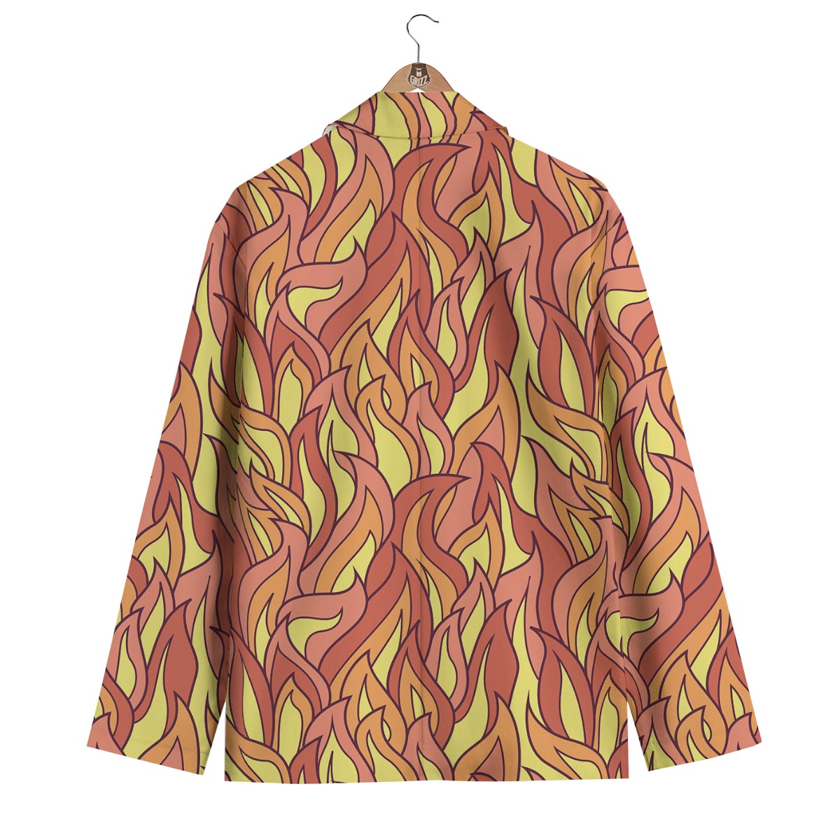 Fire Flame Pattern Print Men's Blazer-grizzshop