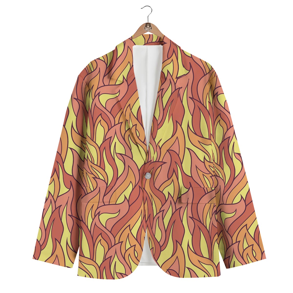Fire Flame Pattern Print Men's Blazer-grizzshop
