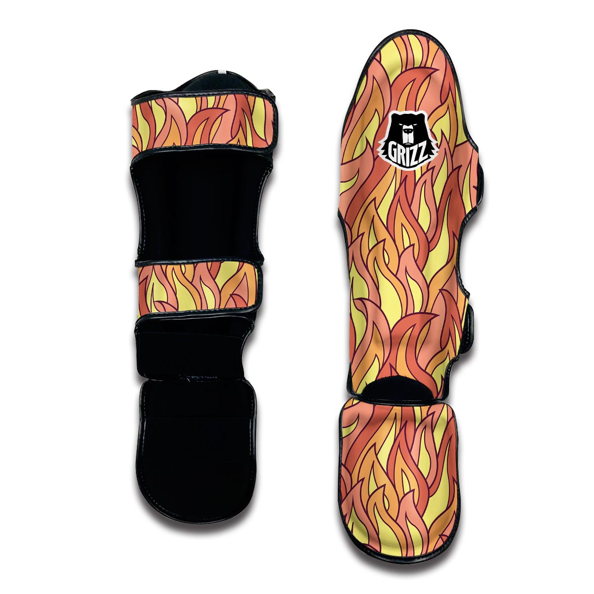 Fire Flame Pattern Print Muay Thai Shin Guards-grizzshop