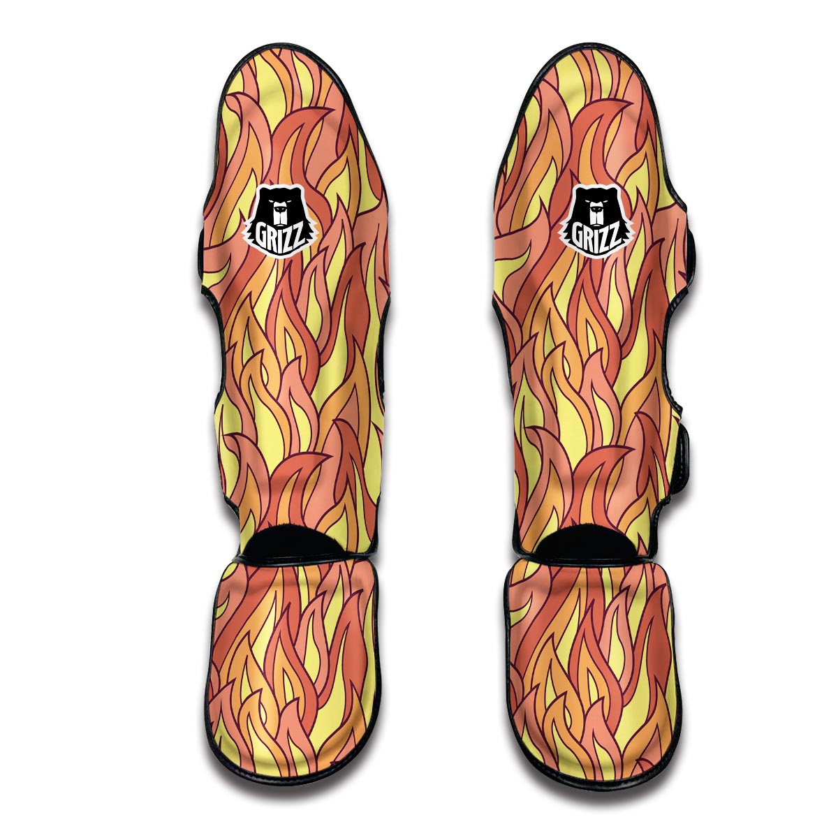 Fire Flame Pattern Print Muay Thai Shin Guards-grizzshop