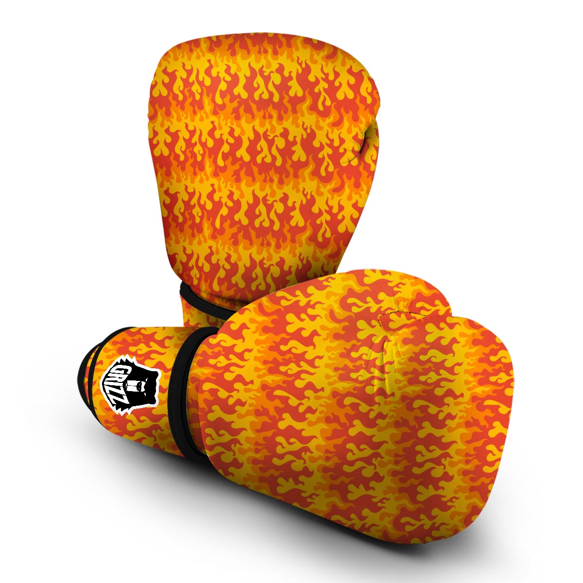 Fire Flame Print Pattern Boxing Gloves-grizzshop